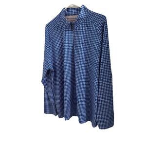 Mizzen+Main Mens XL Blue Geometric Print Performance 1/4 Zip Pullover Shirt Golf